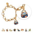 Gold Plated Charms Bracelet with Denim Pocketbook for Women, Teens, and Girls