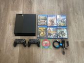 Sony PlayStation 4 500GB Gaming Console Black Bundle 7 Games 2 Controllers Clean
