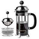 Sipologie Vintage French Press Coffee Maker 350ml, 4-Level Filtration System for Sediment-Free Coffee, Heat-Resistant Durable Borosilicate Glass, Silver