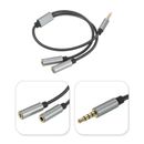 Headset Splitter Cable 3.5mm Male to 2 Dual TRS Female Headphone - Black Gray