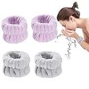MAYCREATE® 2 Pairs Spa Wrist Band for Women Face Wash Wristband Super Absorbent Facial Wrist Wash Band Towel Sweat Wrist Band for Girls Face Washing, Yoga, Fitness (Purple+ Gray)
