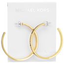Michael Kors Womens Large Hoop Earrings, Gold Brass, Black Enamel Logo