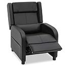 MoNiBloom Gaming Recliner Chair for Adults and Teens, Home Movie Theater Chair Single Sofa Cozy Reading Chair, PU Leather Adjustable Nursery Recliner with Foot Rest for Living Room, and Bedroom, Black