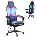 Bestier Gaming Chair with RGB LED Lights, Breathable Fabric Computer Chair with Pocket Spring Cushion and Linkage Armrests, Light Up Gaming Chair with Adjustable Lumbar Support(Black)