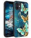 GUAGUA Compatible with iPhone 11 Case, iPhone 11 Phone Case Blue Butterfly Glow in The Dark Noctilucent Luminous Cover for Women Men Slim Thin Shockproof Protective Phone Cases, Blue