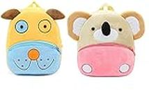 blue tree Kids School Bag Soft Plush Backpack Cartoon Bags Mini Travel Bag for for Girls Boys Toddler Baby Cute Dog & Koala