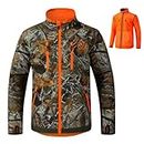 BASSDASH Men’s Reversible Insulated Hunting Jacket Lightweight Silent Water Resistant Windproof Camo Fishing Winter Coat, Autumn Forest, X-Large