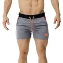 BROKIG Men's Gym Sport Shorts, Lightweight Workout Fitness Running Shorts 5" Quick Dry Exercise Bodybuilding Shorts Zip Pocket(Dary Grey,X-Large)