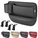 Naneug Car Leather Cup Holder Gap Bag, Seat Gap Storage Box, Car Seat Storage Box with Cup Holder, Adjustable Gap Filler for Car (Black, Passenger Seat)