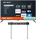 ONN 43-Inch Class 4K LED Smart TV + Free Wall Mount with Wi-Fi Connectivity and Mobile App | Flat Screen TV | Compatible with Apple Home Kit | Alexa and Google Assistant (Renewed)