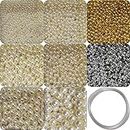 INDIKONB 3100 pcs Beads 9 in 1 Moti for Jewelry Making (Includes Pearl Motis of Size 3, 4, 5, 6, 8, 10 mm + Silver and Gold Bead) | Pearl Beads for Jewellery, Embroidery Work, and Craft |M6 - Cream|