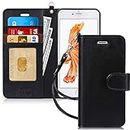 FYY Case for iPhone 6S Plus/iPhone 6 Plus (5.5"), [Kickstand Feature] Luxury PU Leather Wallet Case Flip Folio Cover with [Card Slots][Wrist Strap] for iPhone 6S+ Plus/iPhone 6+ Plus (5.5") Black