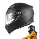 POCHY Motorcycle Hat for Men | Full Face Motorcycle Hat with Extra Clear Visor | Cycling Street Hat for Adults Men and Women, Mountain Hat for Motorcycles, Scooters & Mopeds
