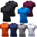 Mens Workout Shirts Compression Tops Training Basketball Cool Dry Short Sleeved
