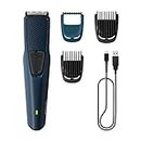 Philips Battery Powered SkinProtect Beard Trimmer for Men - Lasts 4x Longer, DuraPower Technology, Cordless Rechargeable with USB Charging, Charging Indicator, Travel Lock, No Oil Needed BT1232/18