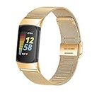 Stainless Steel Band Compatible With Charge 5 Strap Replacement Women men Metal Bracelet Correa Compatible With Charge 5 Watchband (Color : Gold, Size : For fitbit charge 5)