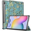 ProElite Smart Trifold Flip case Cover for Samsung Galaxy Tab S8 Plus/S7 Plus/S7 FE 12.4 inch [SM-X800/X806/T970/T975/T976/T735], Support S Pen Magnetic Attachment [Flowers]