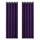 PONY DANCE Blackout Window Curtains - Thermal Insulated Curtain Drapes for Home Decoration Eyelet Top Drapery for Large Wide Window, 1 Pair, W 66 inch x L 90 inch, Purple