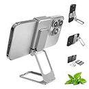 New Upgraded Back Clip Type 360 Folding Bracket, Cell Phone Stand, 2024 Fully Adjustable Foldable Desktop Phone Holder Cradle Dock, for iPhone 15 14 13 12 11 Pro Xs Xs Max, All Phones (Silver)