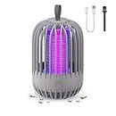 Fly Zapper, USB Electronic Fly Killer UV Bug Zapper Mosquito Zapper Mosquito Killer Lamp 3000V Insect Killer Portable Standing or Hanging Fly Trap for Indoor & Outdoor (Grey)