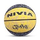 Nivia Graffiti Basketball/Material Rubber/Rubberized Moulded/Panel 8/Suitable for: Indoors Matches/Size - 7 (Black/Yellow)