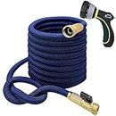 TheFitLife Expandable Garden Hose 25FT - Multi-Layer Latex Expanding Hose with Retractable Fabric, Solid Brass Fittings and Nozzle, Kink Free, Lightweight, Collapsible Water Hose