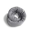 Huzi Infinity Pillow - Versatile e morbida sciarpa supporto per il collo, cuscino da viaggio per dormire in volo, aereo, casa, ufficio - Lavabile in lavatrice (Grigio)