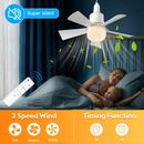 Socket Fan Light with Remote Ceiling Fans with Lights Dimmable Bedroom E27 30W