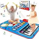 Baby Toys for 1 Year Old: Baby Musical Mat Toddler Toys Age 1-2 - 2 in 1 Piano Drum Babies Play Mat - Infant Music Toy 12-18 Months Babies Birthday Valentines Gifts for 1 2 3 Year Old Boys Girls
