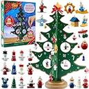 JOYIN Christmas 24 Days Countdown Advent Calendar with a Tabletop Wooden Christmas Tree and 28 Ornaments Decorations for Adults, Boys, Girls, Kids and Toddlers