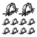 Truss Clamp Black Stage Light Clamp, 10PCS GZhuoNan Professional 1.89-2.04 Inch (48-52mm）Aluminium Light Clamps with TUV Certified, Heavy Duty 220lb Lighting Clamps, Fit for 2 Inch OD Tube/Pipe