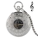 Reloj de bolsillo de cuarzo para tocar música steampunk para hombre mujer cadena colgante Navidad