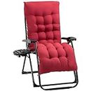 Outsunny Padded Zero Gravity Chair, Folding Recliner Chair, Patio Lounger with Cup Holder, Adjustable Backrest, Removable Cushion for Outdoor, Patio, Deck, and Poolside, Red