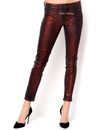 Sexy HOT Klique B Metallic Sheen Skinny Jeans Party Pants Burgundy Red Size US 9