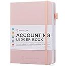 Accounting Ledger Book – Accounting Book for Small Businesses & Personal Use – Columnar Account Book Ledger Books for Bookkeeping, Tracking Money, Expenses, Deposits & Balance – 5.8x8.5″ (Pink)