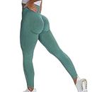 Frackson Green Skinny Fit Yoga Pants Gym wear Leggings Ankle Length Workout Active wear | Stretchable Workout Tights | High Waist Sports Fitness for Girls & Women- Nylon Fiber & Spandix (L)
