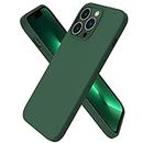 ORNARTO Compatible with iPhone 13 Pro Case 6.1, Slim Liquid Silicone 3 Layers Full Covered Soft Gel Rubber Case Cover 6.1 inch-Clover Grass Green