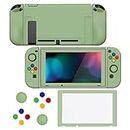 PlayVital ZealProtect Soft Protective Case for Nintendo Switch, Flexible Cover Protector for Switch with Tempered Glass Screen Protector & Thumb Grips & ABXY Direction Button Caps - Matcha Green