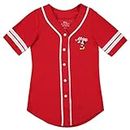 Disney Ladies Mickey Mouse Fashion Shirt - Ladies Classic Mickey Mouse Clothing Mickey Mouse Baseball Jersey Tee (Red Baseball, X-Large)