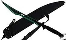 Tactical Master 27" Fantasy Fixed Blade Machete, Katana Style, Tactical Sword with Nylon Carrier. Stainless Steel Blade. for Camping, Collection, Outdoor Sports, Gifts (Green)