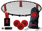 Kickball Pro | Kit Complet Compétition | Roundnet | Qualité Premium | De 2 à 4 Joueurs | 1 Mini Filet | 3 Ballons | 1 Pompe à Air | 1 Housse | Jeu Été Extérieur Ados et Adultes | OriginalCup®
