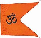 La Jarden® Aum printed BOLD black on silky satin fabric in Saffron, Orange color flag for Yoga, Meditation, Om shanti bhawan, Bhagwa dhwaj for temple, house & religious purpose 1 nos. (40X31 Inches)