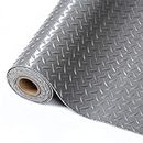 7.5 x 17 FT,2.4 mm Thickness Garage Mats for Floor,Anti-Slip Garage & Shop Floor & Parking mats,Garage Floor Mat for Workshop,Gym,Golf Cart Parking or Trailers,PVC Garage Flooring Roll - Grey