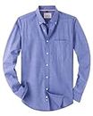 J.VER Men's Blue Oxford Shirt Long Sleeve Regular Fit Casual Plain Button Down Smart Dress Shirts for Men Adult with Pocket L