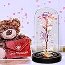 BOTIST Rose Gifts for for Women, Gifts for Mom, Beauty and The Beast Rose, Rose in Glass Dome, Colorful LED Lights, Gifts for Valentines Day, Mothers Day, Anniversary, Birthday (Multicolor, Pack of 1)