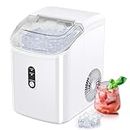 Nugget Ice Maker Countertop, Portable Crushed Sonic Ice Machine, Self Cleaning Ice Makers with One-Click Operation, Chewable Pebble Ice in 7 Mins, 34Lbs/24H with Ice Scoop for Home Bar Camping(White)