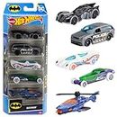 Hot Wheels - Confezione da 5 macchinine a tema Batman, veicoli Hot Wheels da collezionare in scala 1:64 per tutti i fan del supereroe DC, giocattolo per bambini, 3+ anni, HXD61