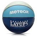meteor Palla Basket Pallone da Basket Basketball - Taglia 5 o 6 o 7 - Dimensione Bambini & Giovani & Adulti da Basket Ideale per Formazione Pallacanestro - Layup (5, grigio/blu)