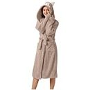 Sales Today Clearance Prime Cyber of Monday Womens Fuzzy Fleece House Coat Cute Furry Ear Hooded Robe Warm Soft Plush Mid Length Bathrobe with Pockets Deal of the Day Today