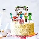 Chef's Marché Minecraft theme Birthday Cake Topper | 7 Pcs Set | Cupcake Toppers for Girl's, Friends, Sisters, wife Bday Decorations Items/Cake Accessories, Cards, Tags | Cake Not Included